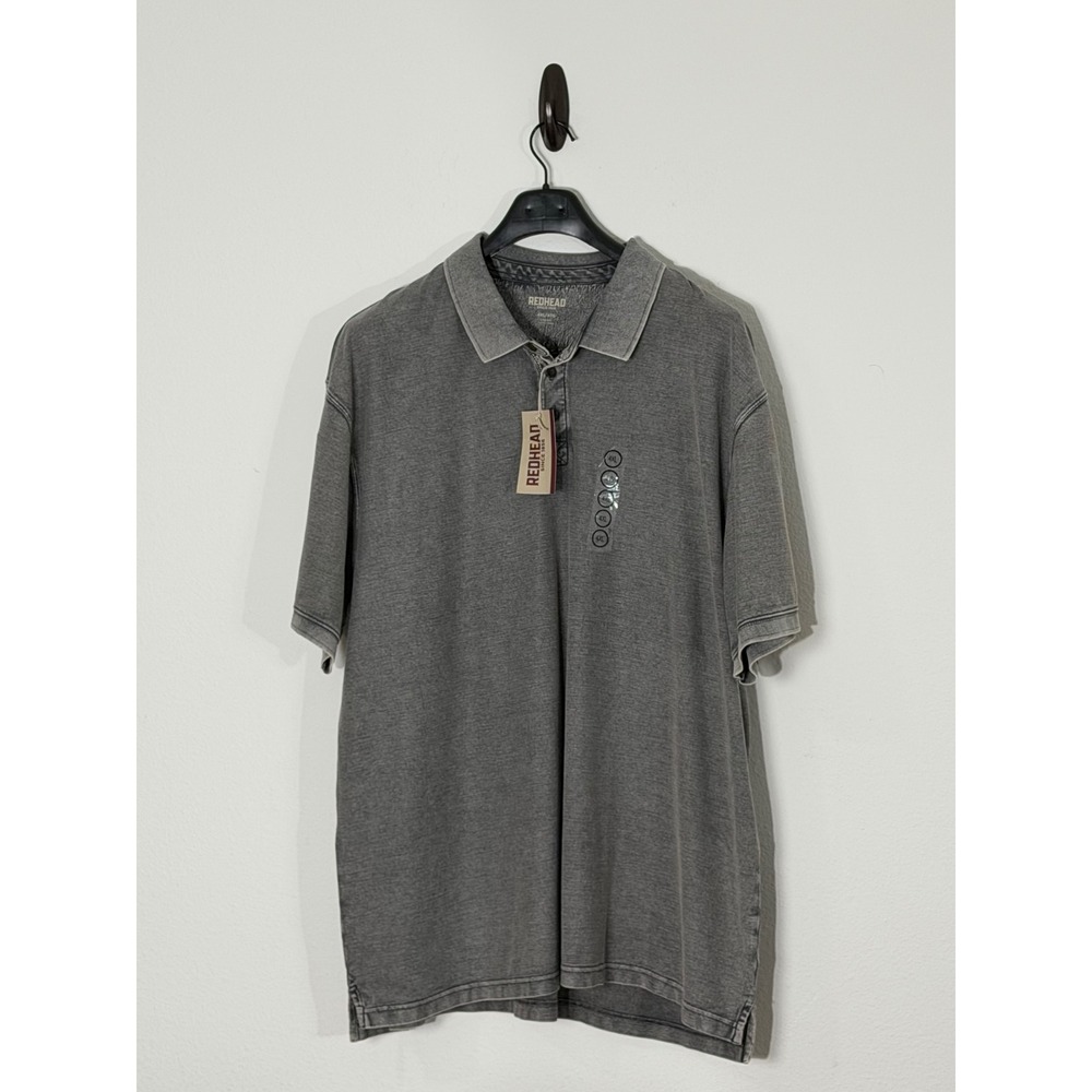 RedHead Mens Short Sleeve Polo Shirt Charcoal Gray Acid Wash 4XL NWT